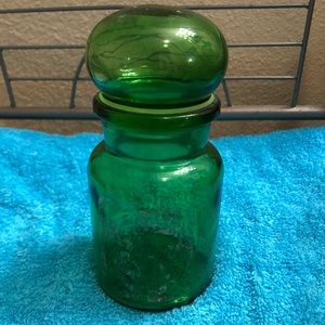 RARE VINTAGE GREEN GLASS CONTAINER BELGIUM